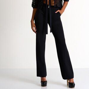 NWT SHAN Black Elegant Belted Trousers Size 8